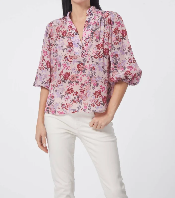 Bethany Blouse In Monet Garden Print