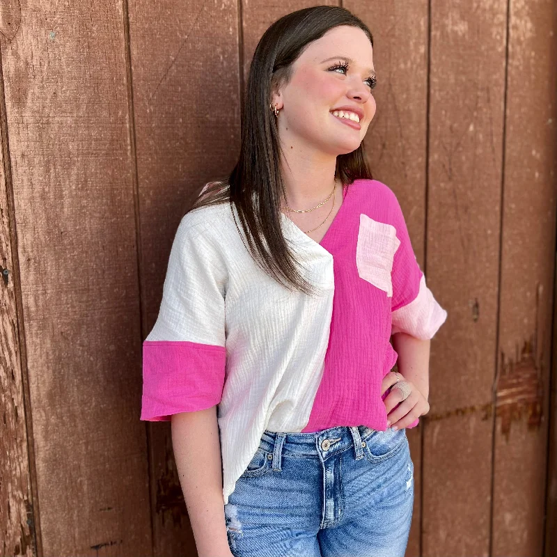 Blocked In Pink Blouse*