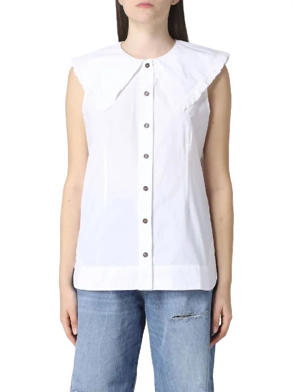 Cotton Poplin Women's Shirt In Bright White