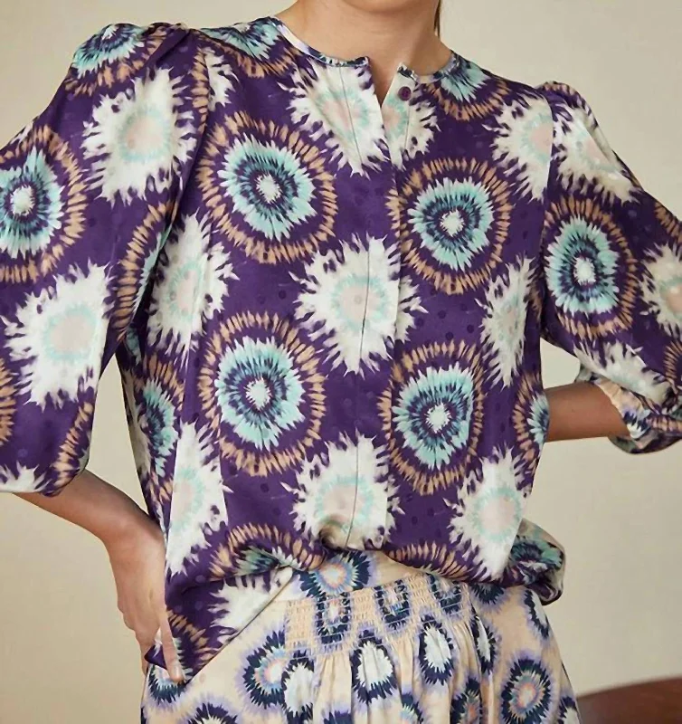 Finley Blouse In Purple London Rain