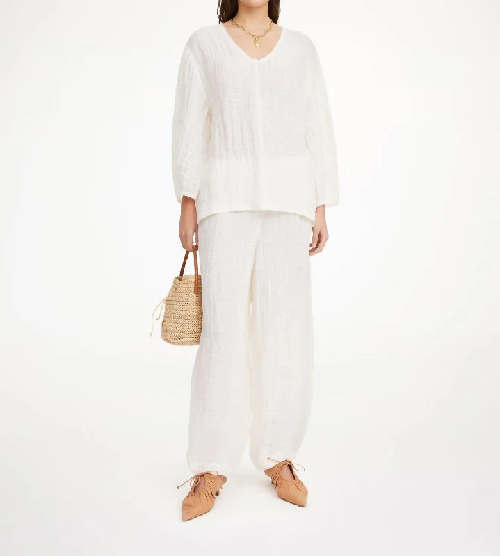 Mikala Organic Linen Blouse In Pure White