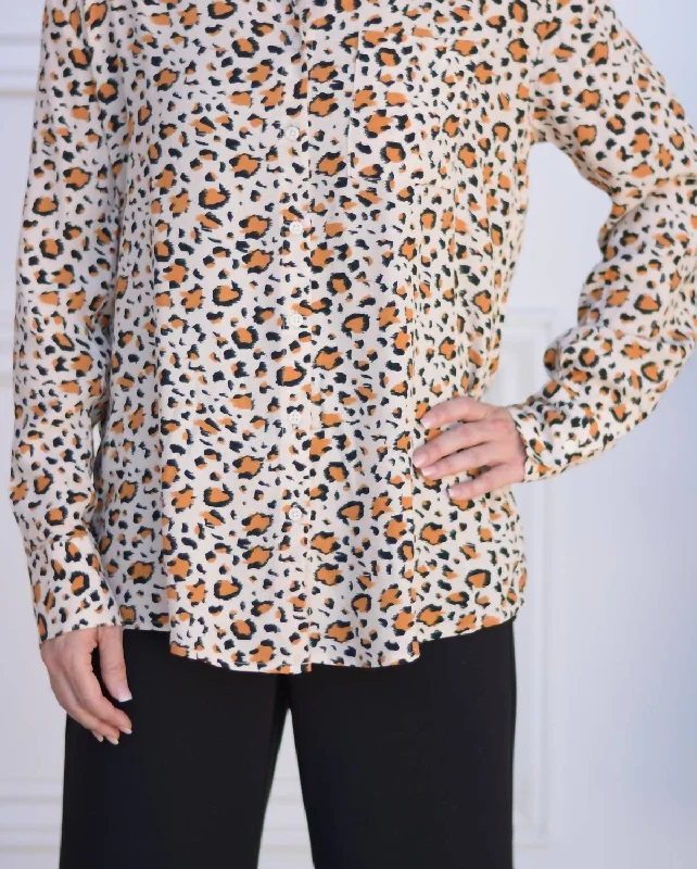 Olivine Leopard Blouse In Beige Leopard