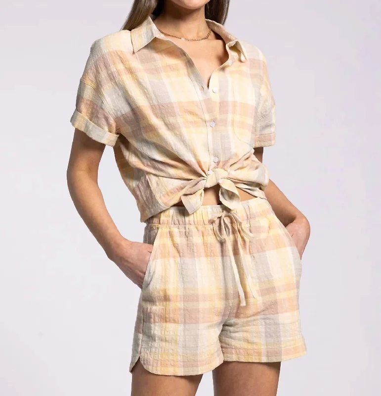 Pearl Shirt In Yellow/clay Plaid