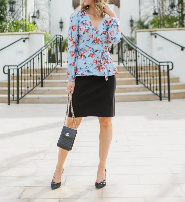 Send Flowers Blouse In Light Blue Floral