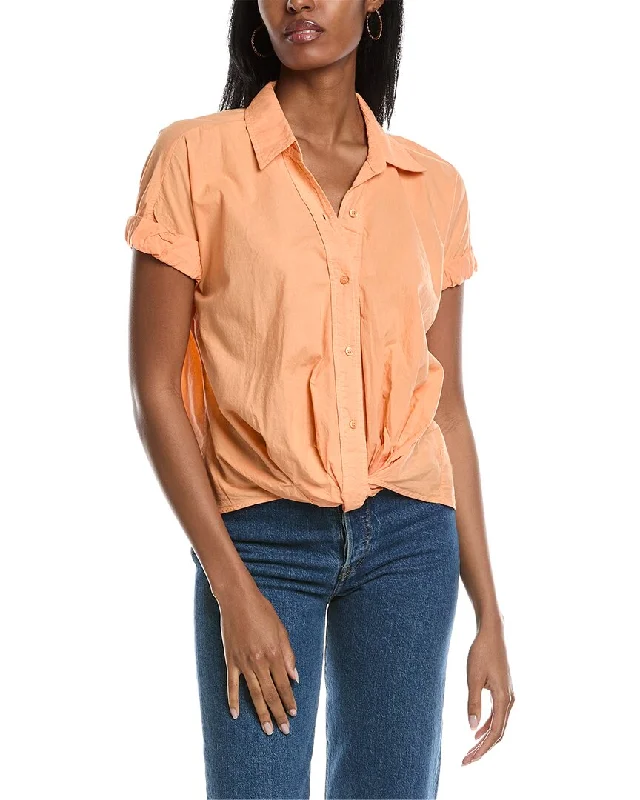 Stateside Poplin Front Twist Shirt