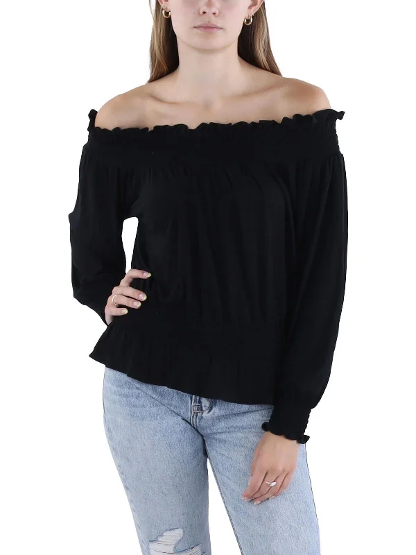 Womens Off The Shoulder Gathered Blouse