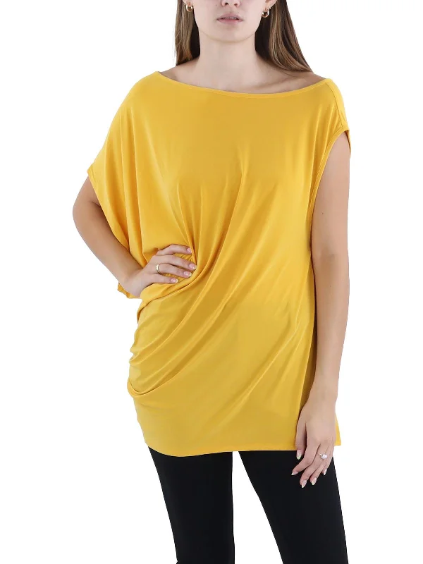 Womens One Shoulder Drapey Blouse