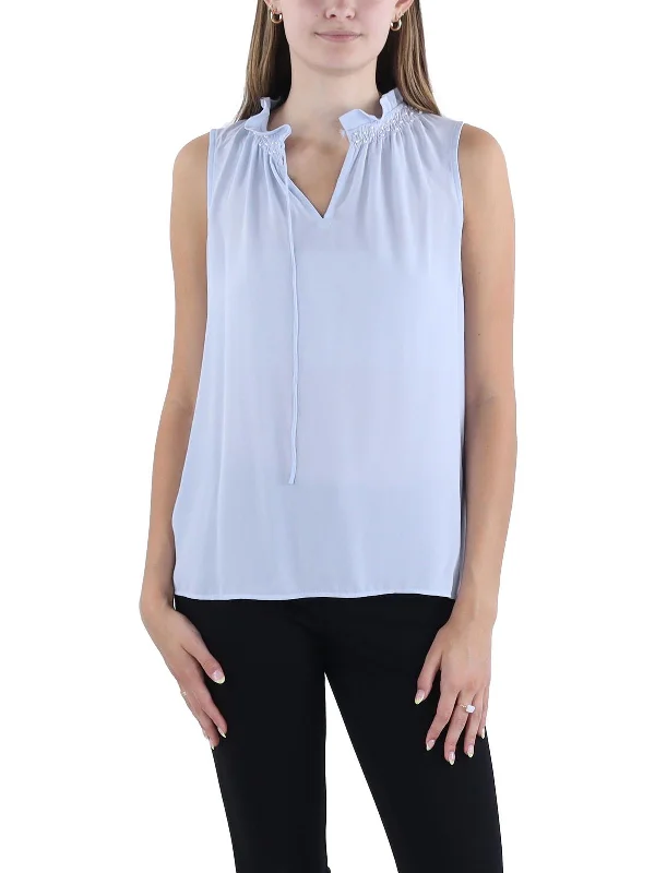 Womens Sleeveless Embellished Blouse