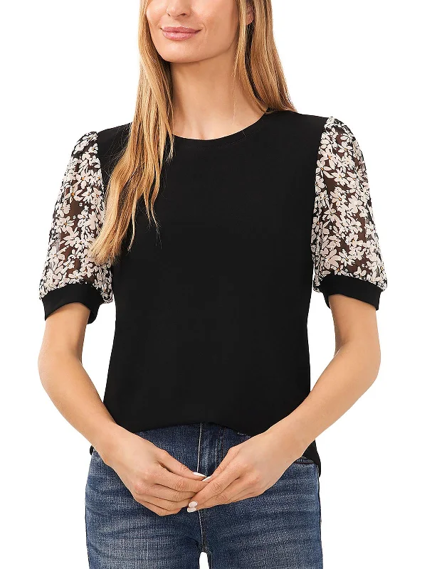 Womens Swiss Dot Floral Blouse