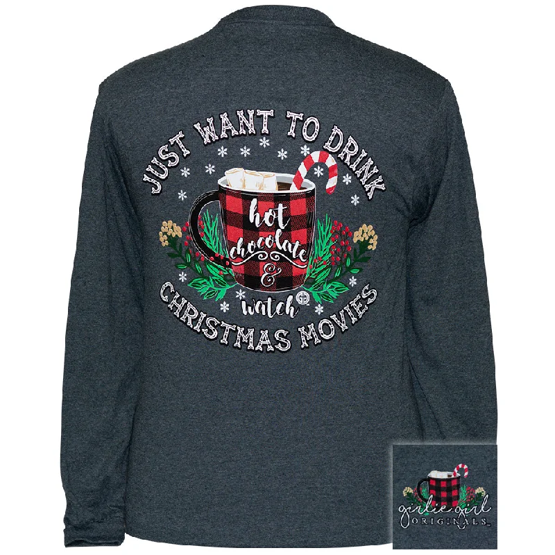 Hot Chocolate and Christmas - Dark Heather LS-2447