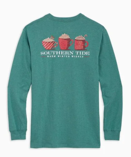 Southern Tide Warm Winter Wishes Long Sleeve T-Shirt - Heather Evening Emerald