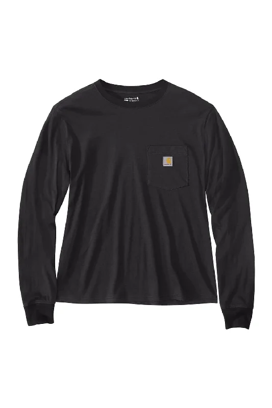 Carhartt Lightweight Pocket Long Sleeve T-Shirt for Women in Black | 106121-N04