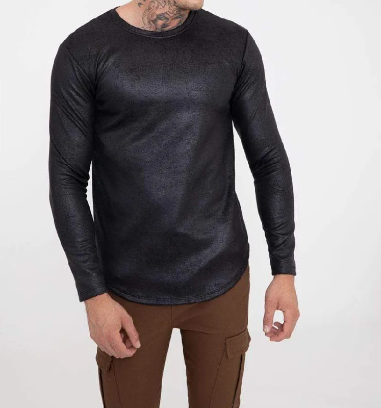 Leather Look Long Sleeved Tee