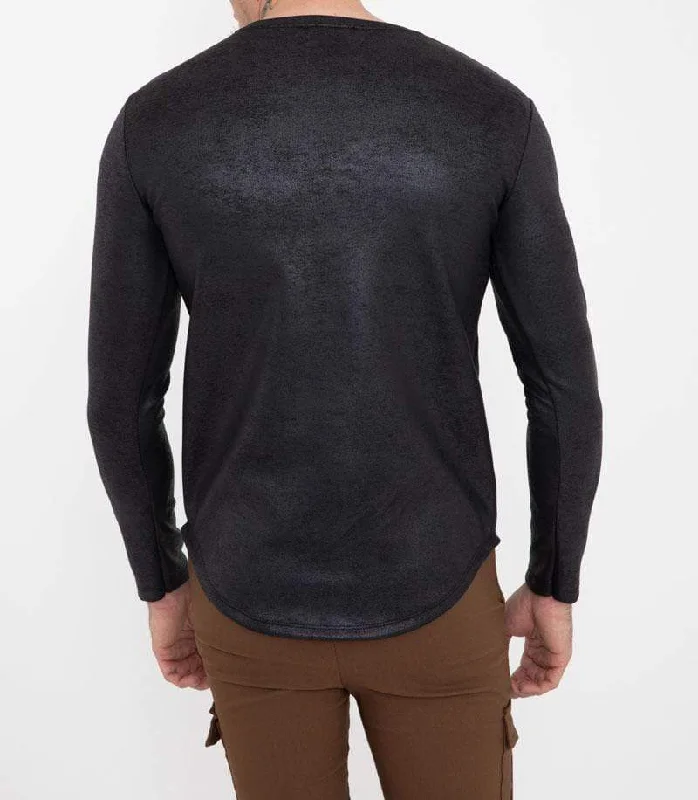 Leather Look Long Sleeved Tee