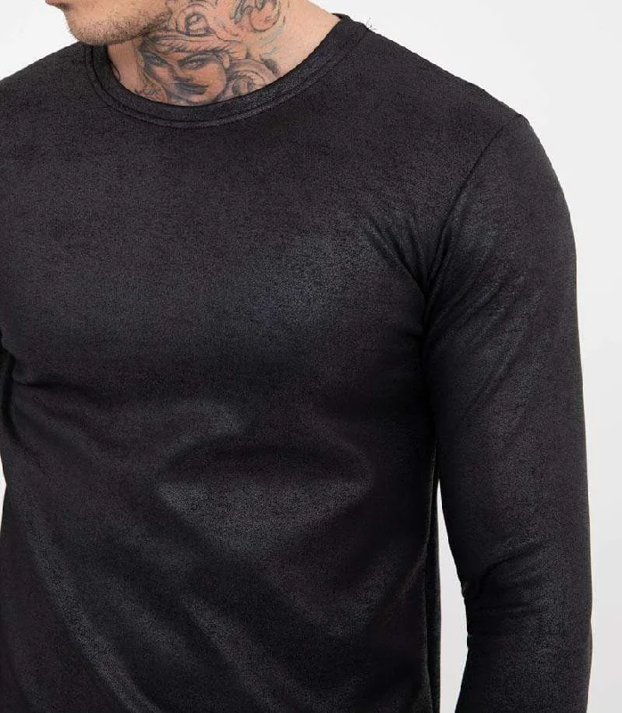 Leather Look Long Sleeved Tee