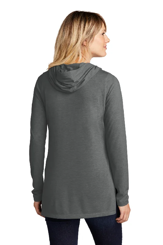 Sport-Tek Womens Moisture Wicking Cowl Neck Long Sleeve T-Shirt - Heather Dark Grey