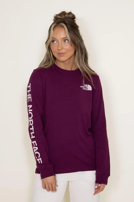 The North Face Logo Long Sleeve T-Shirt for Women in Boysenberry | NF0A81U8-K6I