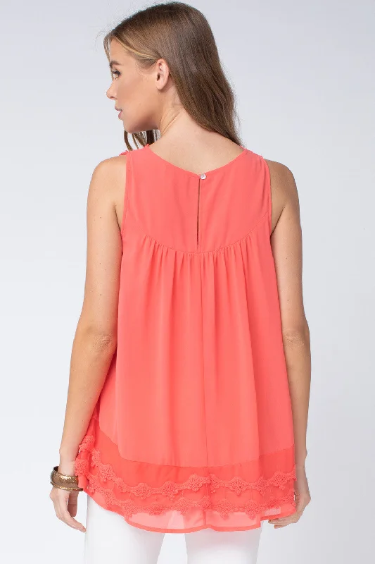 Crochet Bohemian Tank, Coral