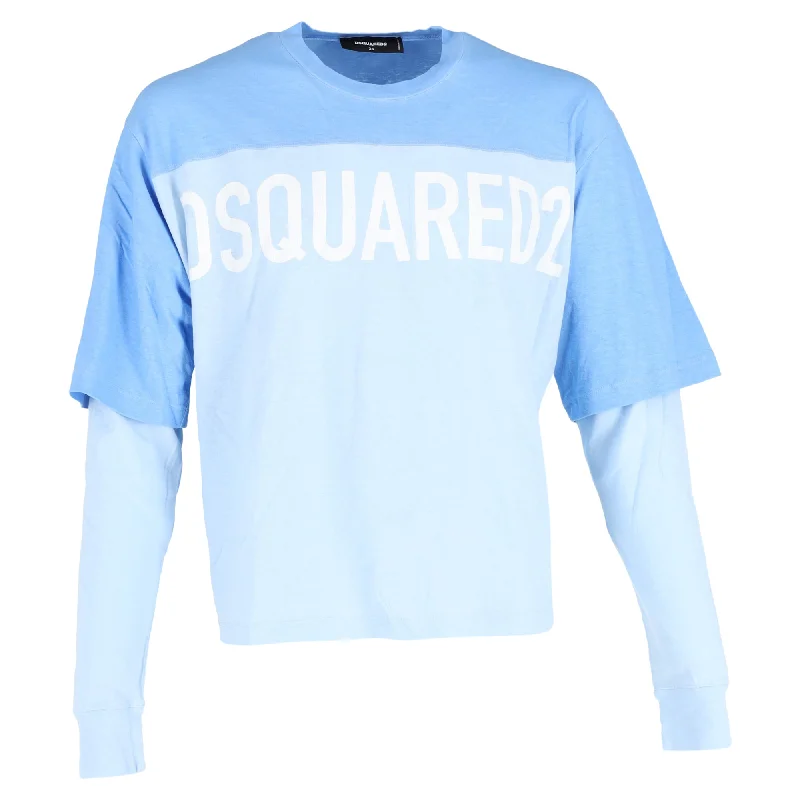 Dsquared2 Long sleeve T-shirt in Light Blue Cotton