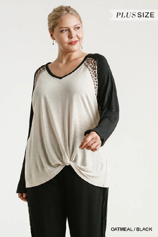 Leopard Knot Top, Oatmeal