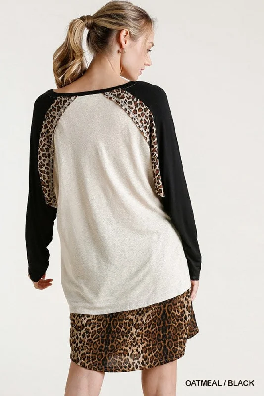 Leopard Knot Top, Oatmeal