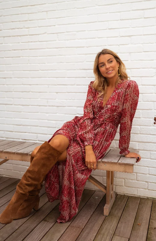 Red Patterned Stacy Dress