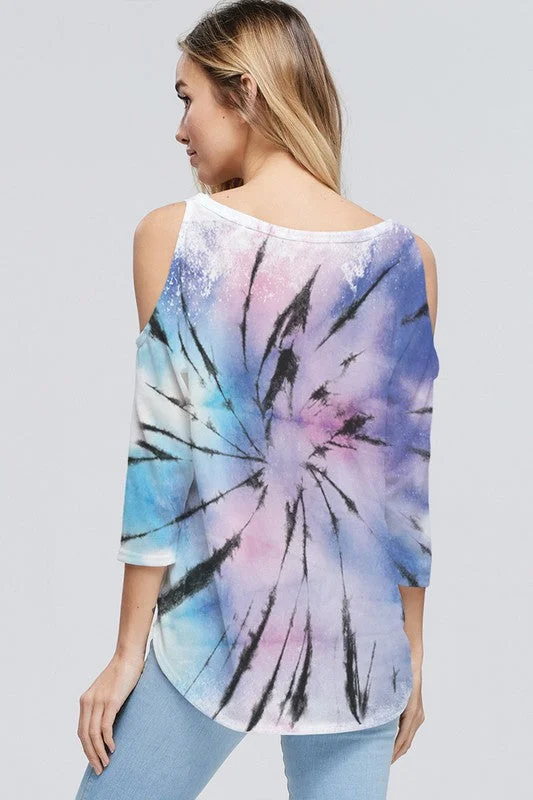 Starburst Cold Shoulder Tie Dye Top