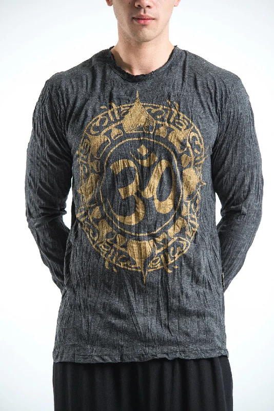 Unisex Infinitee Om Long Sleeve T-Shirt in Gold on Black