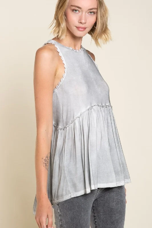 Sweet & Simple Babydoll Top, Grey