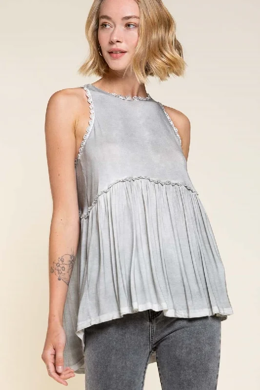 Sweet & Simple Babydoll Top, Grey