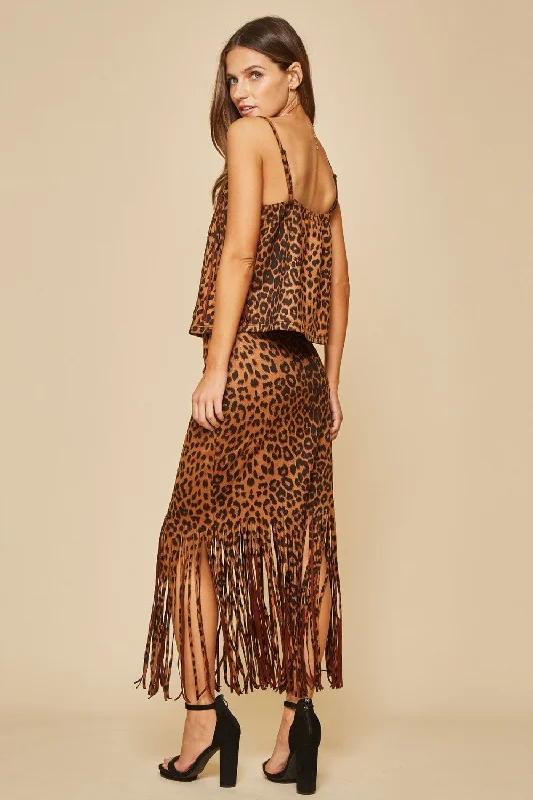 Leopard Fringe Tank Top