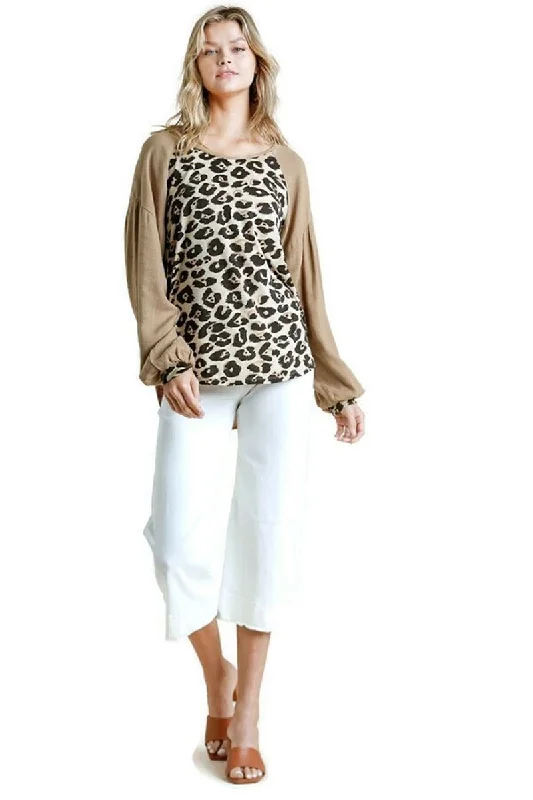 Tan Leopard Print Long Sleeve Top