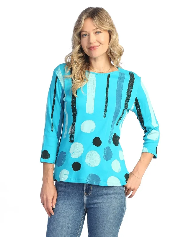 Teal Drizzle Printed Cotton Top