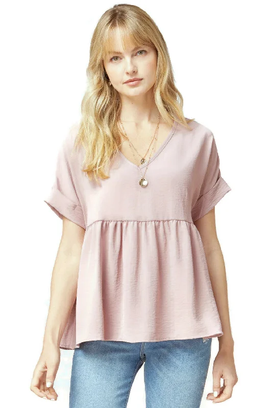 Textured Babydoll Top, Rosewood