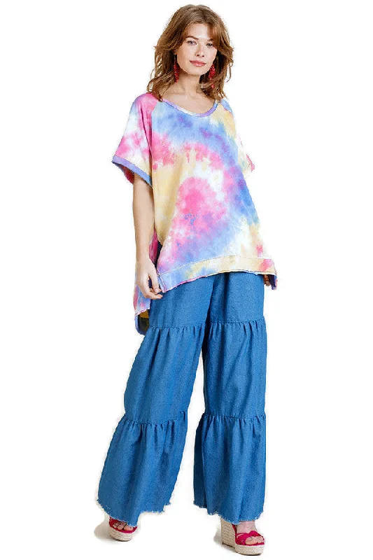 Tie Dye Top, Pink & Blue