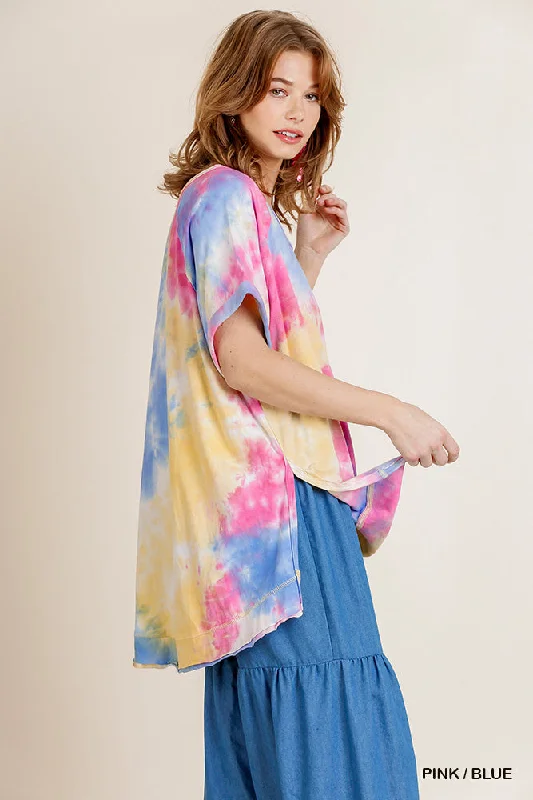 Tie Dye Top, Pink & Blue