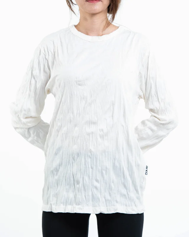 Unisex Solid Color Long Sleeve T-Shirt in White