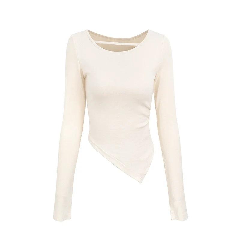 Famouswang V Neck Long Sleeve T-shirt: Stylish Women's Winter Fashion Piece