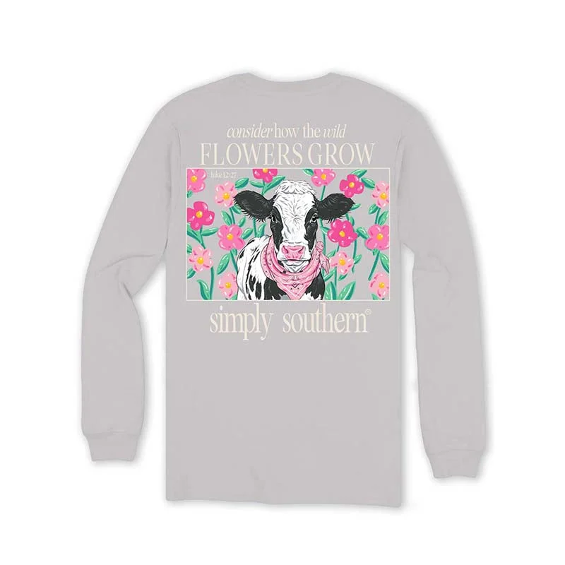 Youth Cow Flower Long Sleeve T-Shirt