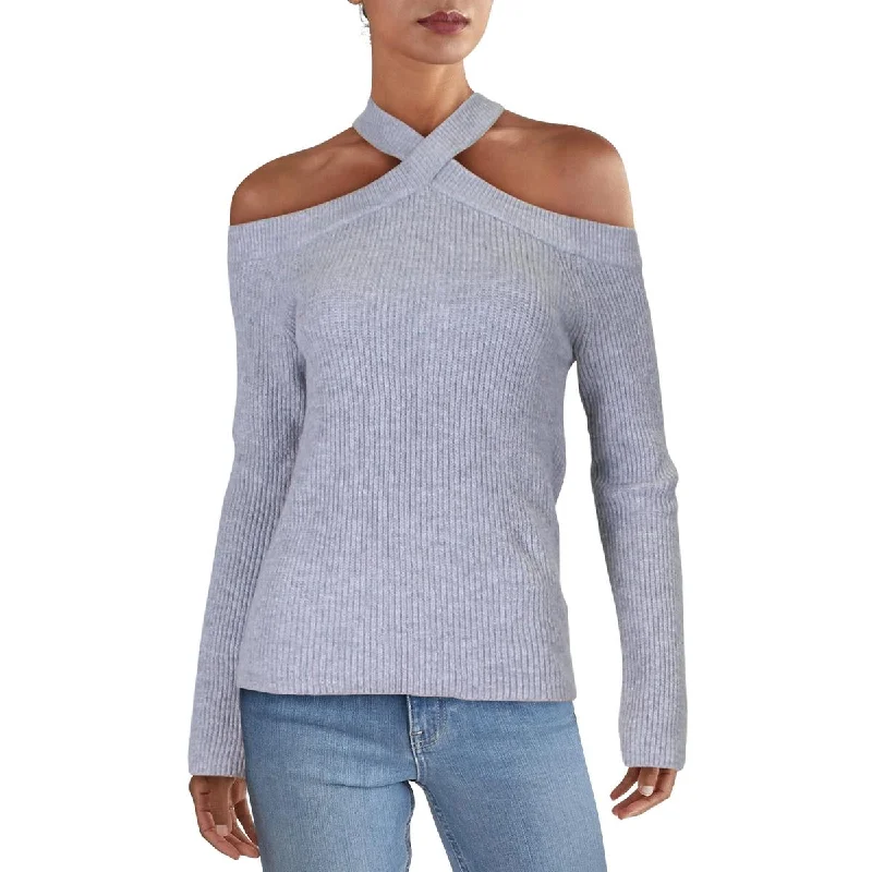 1.State Womens Cold Shoulder Ribbed Knit Pullover Sweater