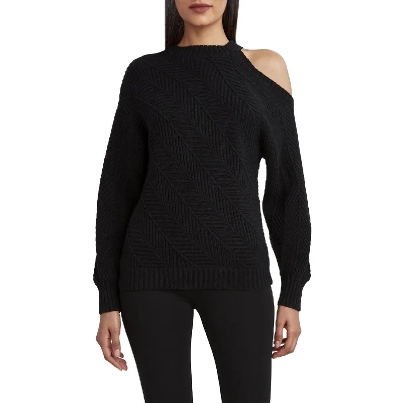 BCBG Max Azria Women's Herringbone Knit Cut Out Pullover Sweater