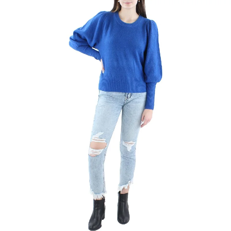 CeCe Womens   Ribbed Puff Sleeve Pullover Sweater