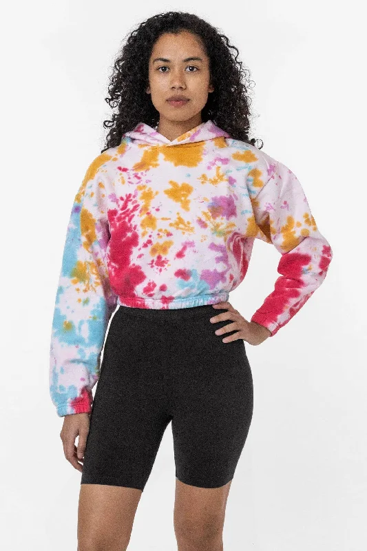 CF399TD - Tie Dye Cropped Pullover Hoodie