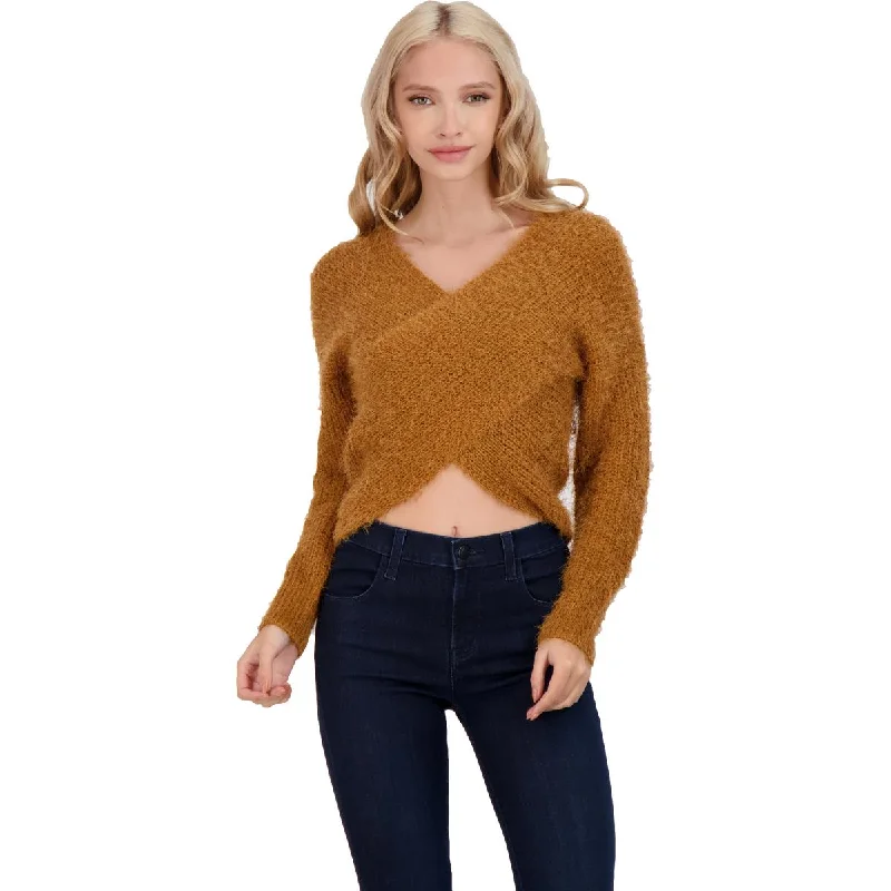 Full Circle Women's Faux Wrap Long Sleeve Surplice Pullover Sweater