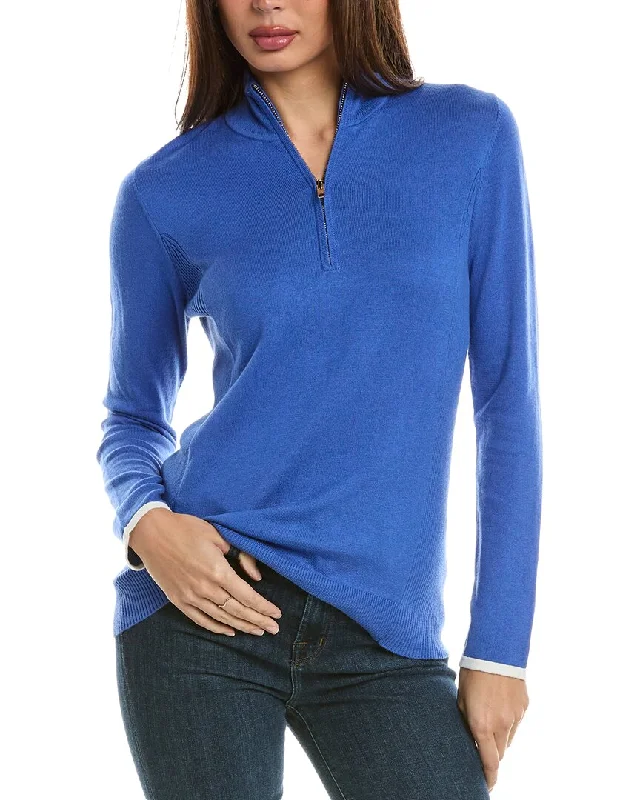 Hannah Rose Tee Time Cashmere-Blend 1/4-Zip Pullover