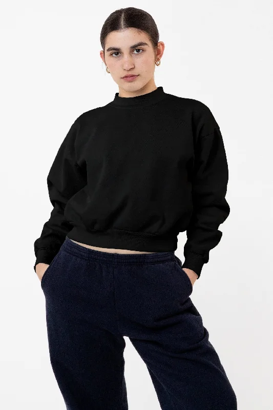 HF06 - Heavy Fleece Cropped Mock Neck Pullover (Garment Dye)