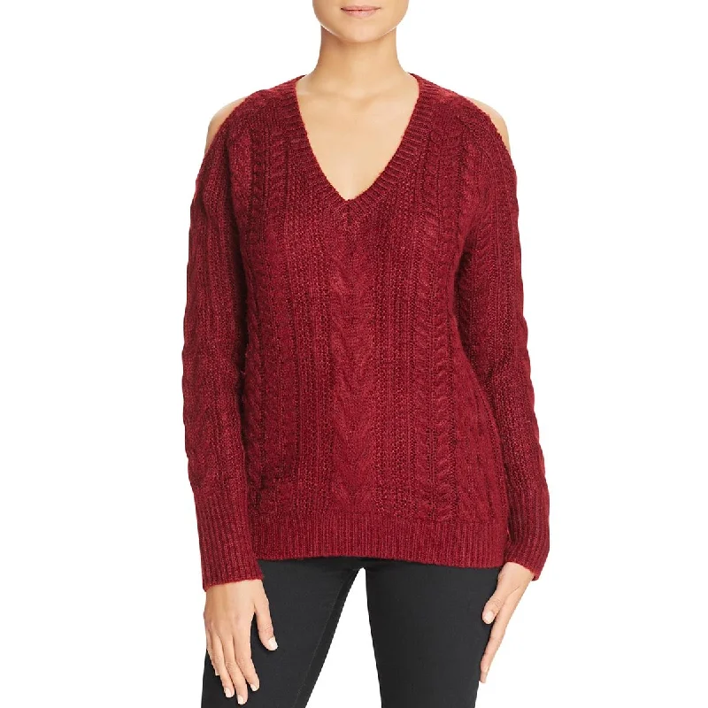 John + Jenni Womens Cold-Shoulder Knit Pullover Sweater