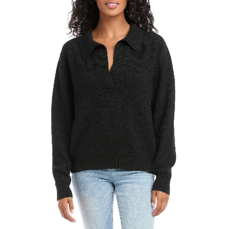 Karen Kane Womens Collared Ribbed Pullover Sweater