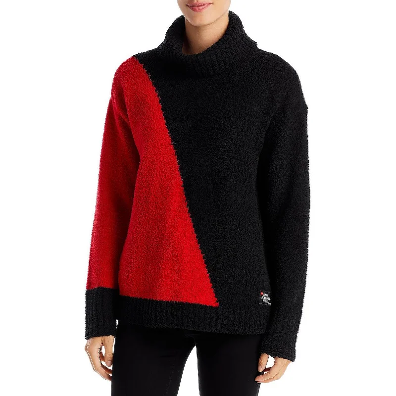 Karl Lagerfeld Paris Womens Cowl Neck Knit Pullover Sweater