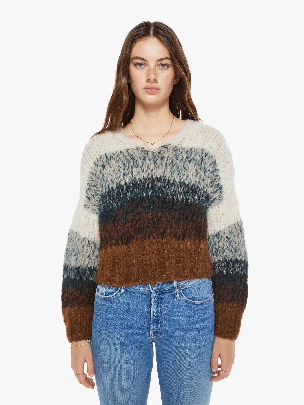 Maiami Alpaca Ombre V-Neck Pullover - Brown Ombre